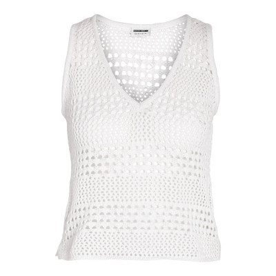 NMLAIKA S/L V-NECK KNIT CROP TOP FWD