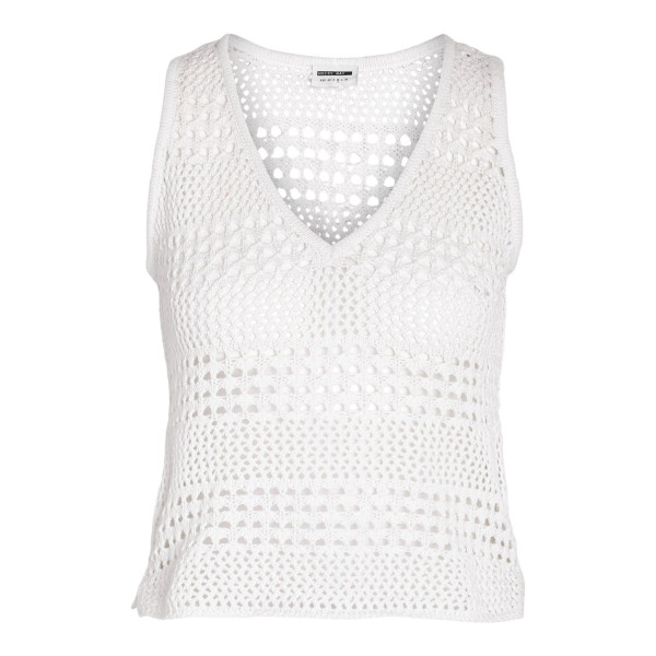 NMLAIKA S/L V-NECK KNIT CROP TOP FWD