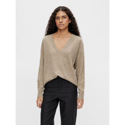 OBJTHESS L/S V-NECK KNIT PULLOVER NOOS