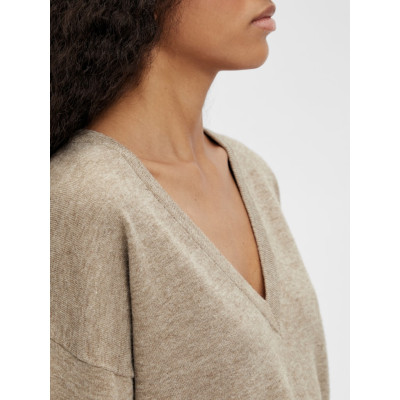 OBJTHESS L/S V-NECK KNIT PULLOVER NOOS
