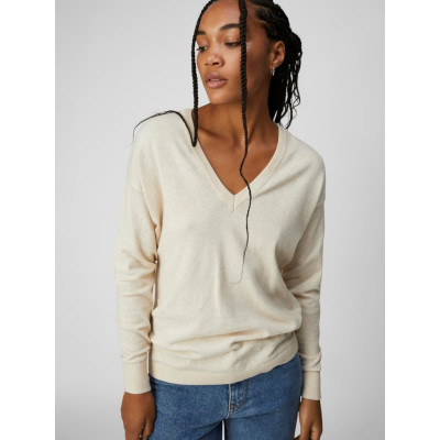 OBJTHESS L/S V-NECK KNIT PULLOVER NOOS